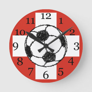 Horloge Ronde Flag de Switzerland   Football Ball