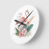 Horloge Ronde Flamant aux fleurs (Angle)