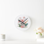 Horloge Ronde Flamant aux fleurs (Maison)