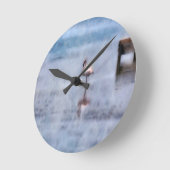 Horloge Ronde Flamant rose aquarelle (Angle)