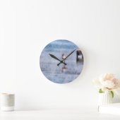 Horloge Ronde Flamant rose aquarelle (Maison)