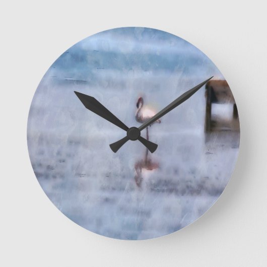 Horloge Ronde Flamant rose aquarelle (Recto)
