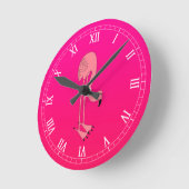 Horloge Ronde Flamant rose de dessin Cool rose (Angle)