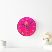 Horloge Ronde Flamant rose de dessin Cool rose (Maison)
