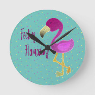 Horloge Ronde Flamant rose flamboyant