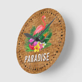 Horloge Ronde Flamant rose Floral Paradise (Angle)