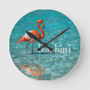 Horloge Ronde Flamant rose îles abc
