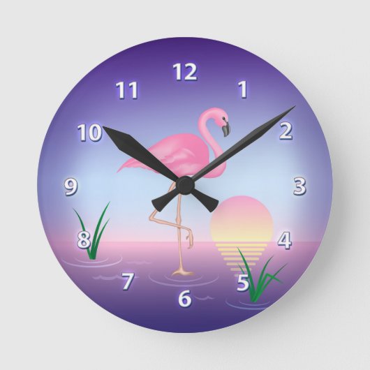 Horloge Ronde Flamant rose rose (Recto)