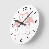 Horloge Ronde Flamant rose rose double (Angle)