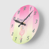 Horloge Ronde Flamant rose rose mignon Ombre rayé   (Angle)