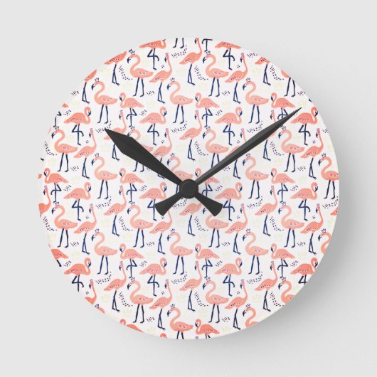 Horloge Ronde Flamants roses mignons (Recto)
