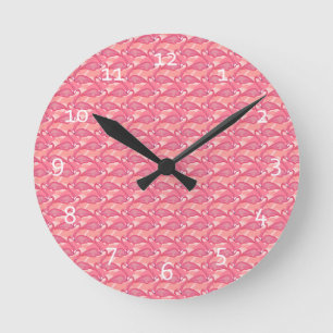 Horloge Ronde Flamants roses roses