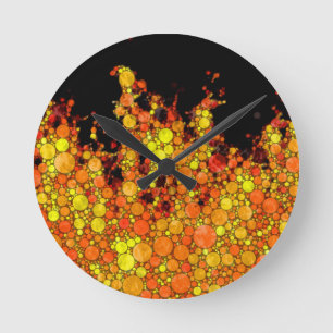 Horloge Ronde Flammes de feu noir cool