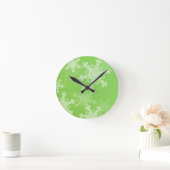 Horloge Ronde Flammes de neige blanches vertes Noël minimal (Maison)