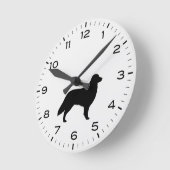 Horloge Ronde Flat coated retriever dog breed silhouette (Angle)