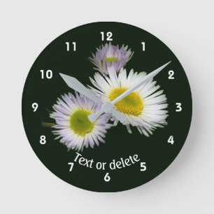 Horloge Ronde Fleabane Daisy Fleurs Sauvages Personnalisé