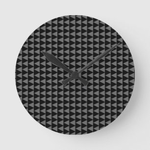 Horloge Ronde Flèche d'obsidienne, Abstrait Géométrique Noir Gri