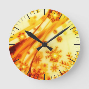 Horloge Ronde Flèches de Noël dorées