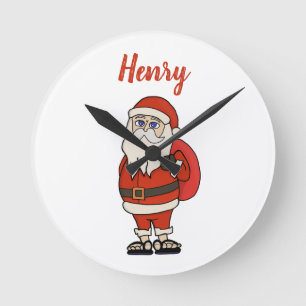 Horloge Ronde Flèches de Noël du Père Noël sur mesure