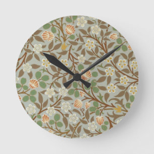 Horloge Ronde Fleur botanique de trèfle William Morris