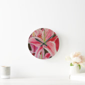 Horloge Ronde Fleur d'aquarelle Stargazer rose lièvre (Maison)