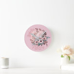 Horloge Ronde Fleur de Citrouille rose d'automne lunaire<br><div class="desc">Horloge ronde blanche Citrouille rose de l'automne.</div>