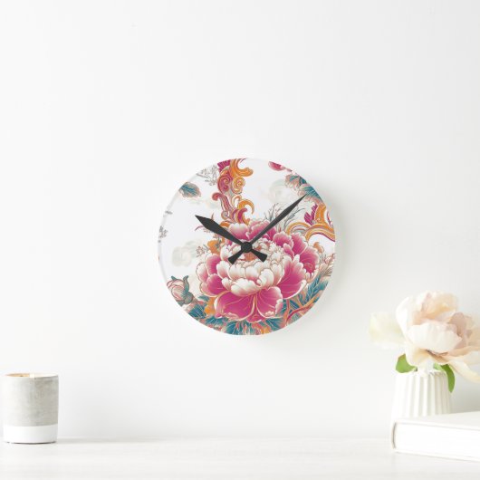 Horloge Ronde Fleur de Crimson (Maison)