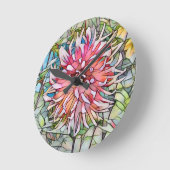 HORLOGE RONDE FLEUR DE DAHLIA (Angle)