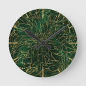 Horloge Ronde Fleur de dahlia or et vert (Recto)