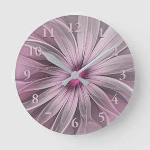Horloge Ronde Fleur de fantaisie Art fractal floral abstrait de 