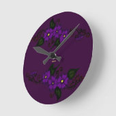 Horloge Ronde Fleur de henné (violet) (Angle)