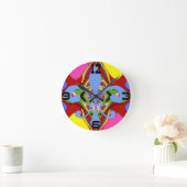 Horloge Ronde Fleur de Lis Abstraite et colorée (Maison)