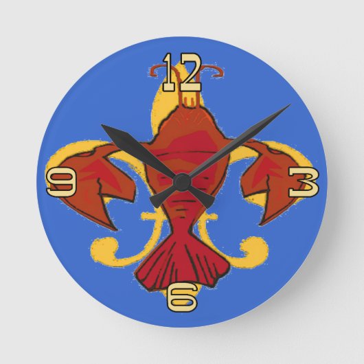 Horloge Ronde Fleur De Lis Crayfish Design Homard (Recto)