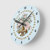 Horloge Ronde Fleur de lis rose (Angle)
