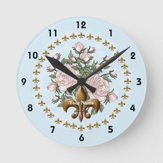 Horloge Ronde Fleur de lis roses (Recto)