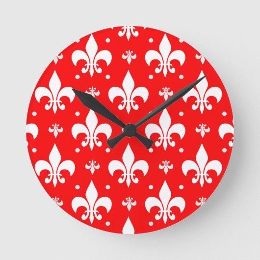 Horloge Ronde Fleur de lis rouge Motif (Recto)