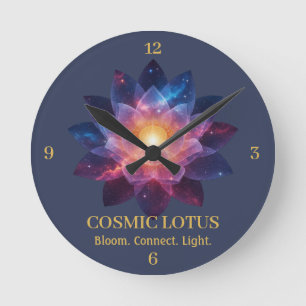 Horloge Ronde Fleur de Lotus Cosmique - Énergie de Fleur de Gala