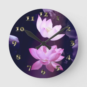 Horloge Ronde Fleur de Lotus en fleurs