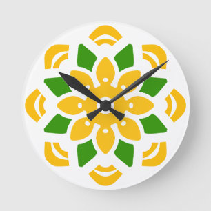 Horloge Ronde Fleur de mandala géo abstrait
