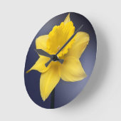 Horloge Ronde Fleur de Narcisse jaune peinture à l'aquarelle flo (Angle)