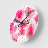 Horloge Ronde Fleur de pavot des Flandres rouges Merci (Angle)