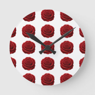 Horloge Ronde - Fleur de Rose Rouge