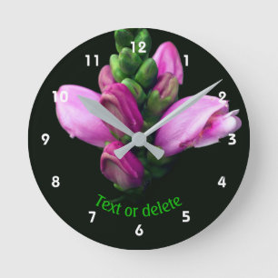 Horloge Ronde Fleur de Tortue Rose Personnalisée