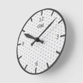 Horloge Ronde Fleur de vie en gris argent et blanc (Angle)