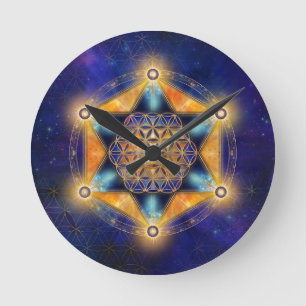 Horloge Ronde Fleur de vie Merkaba Star - Géométrie sacrée