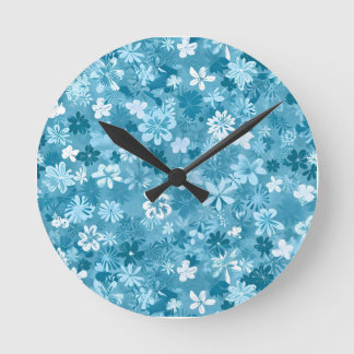 Horloge Ronde Fleur d'Océan Turquoise Botanique
