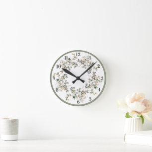 Horloge Ronde Fleur Élégante