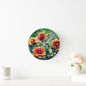 Horloge Ronde Fleur Gaillardia Rouge Et Jaune (Maison)