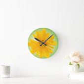 Horloge Ronde Fleur jaune (Maison)