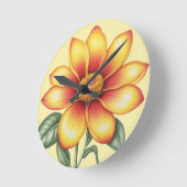 Horloge Ronde Fleur orange (Angle)